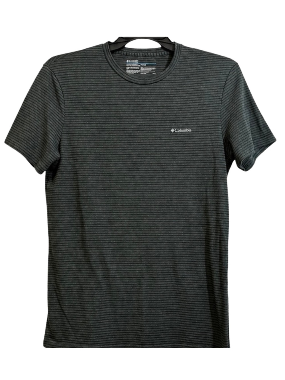 Columbia Men’s Medium Green Black Striped T-Shirt